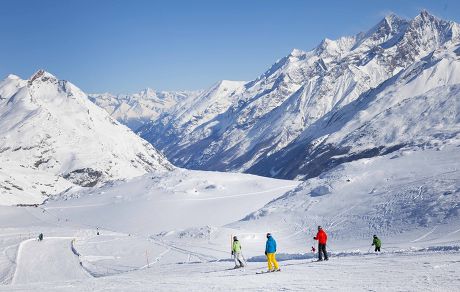 Skiers Descend Theodul Pass Peak Towards Editorial Stock Photo - Stock ...