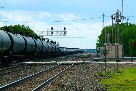 The railroad passing through Emporia, Kansas, America - 14 May 2014
