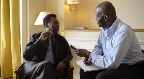 Daily Mail Writer Baz Bamigboye (r) Interviews Football Legend Pele.