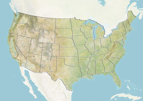 Relief Map United States State Boundaries Editorial Stock Photo - Stock ...