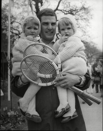 Tennis Player Tony Pickard With His Twin Daughters Julie (l) And Jane.