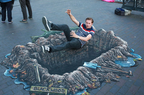 'Blackwood' film 3D street art promotional event, West India Quay, London, Britain - 30 Jul 2014
