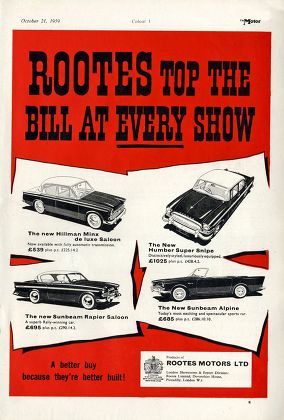 1959 Rootes Group Rootes Range Editorial Stock Photo Stock Image