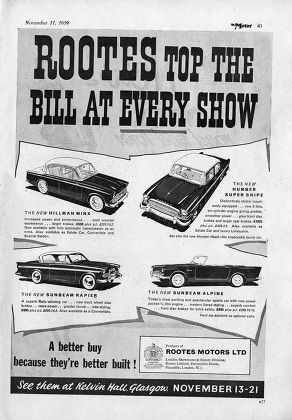 1959 Rootes Group Rootes Range Editorial Stock Photo Stock Image