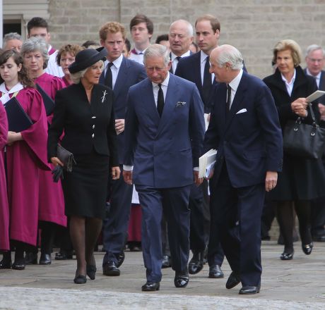 Prince Charles Camilla Prince Harry And Prince William Attend The Requiem Mass At Brentwood Cathedral For Hugh Van Cutsem Who Died Aged 72yrs.