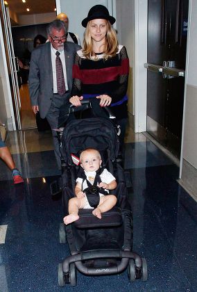 Teresa Palmer and son Bohdi arrive at LAX International Airport, Los Angeles, America - 30 Sep 2014
