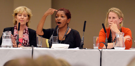 (l To R) Melissa Benn Author Bonnie Greer And Caroline Criado-perez Speaks At The Labour Party International Womens Conference At The Hilton Hotel Brighton - Labour Party Annual Conference At The Brighton Centre East Sussex .pic Bruce Adams / Copy Lo
