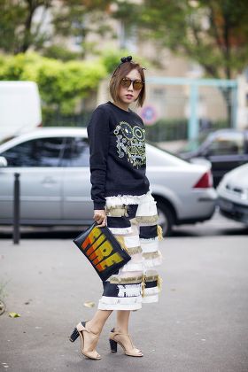 Street Style, Spring Summer 2015, Paris Fashion Week, France - 28 Sep 2014