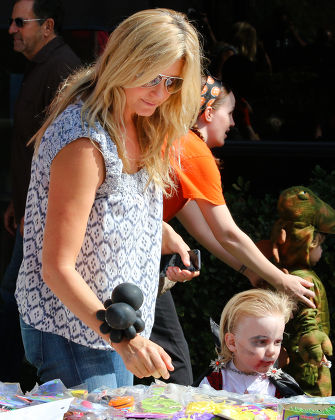 Penny Lancaster attending a Halloween party with son, Los Angeles, America - 18 Oct 2014