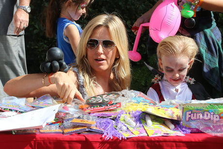 Penny Lancaster attending a Halloween party with son, Los Angeles, America - 18 Oct 2014