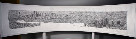 Artist Stephen Wiltshire sketching a panorama of London from memory, City Hall, London, Britain - 12 Oct 2007