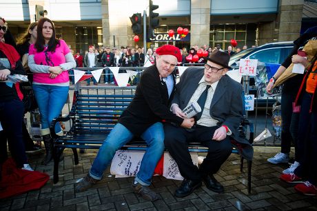 Unveiling of 'Bottom' bench in tribute to the late Rik Mayall, Hammersmith gyratory, London, Britain - 14 Nov 2014