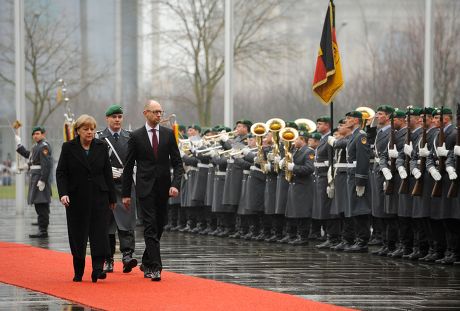 German Chancellor Angela Merkel welcomes Ukrainian Prime Minister Arsenij Jacenjuk, Berlin, Germany - 08 Jan 2015