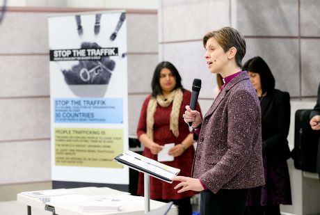 First Female Bishop Libby Lane backs airport's anti-human trafficking campaign at Manchester Airport, Manchester, Britain - 09 Feb 2015