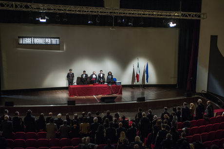 Trial of Francesco Schettino, Costa Concordia captain, at Moderno Theatre, Grosseto, Italy - 11 Feb 2015