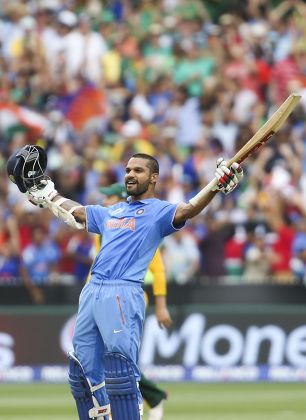 Shikhar Dhawan Celebrates After Reaching His Editorial Stock Photo ...