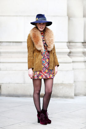 Street Style at Autumn Winter 2015, London Fashion Week, Britain - 20 Feb 2015
