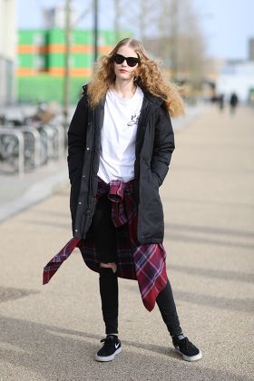 Street Style at Autumn Winter 2015, London Fashion Week, Britain - 22 Feb 2015
