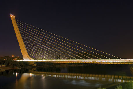 Alamillo Bridge Puente Del Alamillo Over Editorial Stock Photo - Stock ...