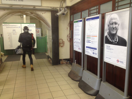 A Bob Crow Poster At Putney Bridge Tube Station In London. Mayor Of London And Transport For London Have Paid Tribute To Bob Crow General Secretary Of The National Union Of Rail Maritime And Transport Workers Who Died 11th March 2014 By Erecting A Me