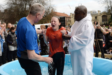 Outdoor baptisms, York Minster, Britain - 04 Apr 2015