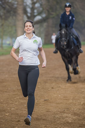 Olympian Kelly Sotherton races horse in Hyde Park, London, Britain - 08 Apr 2015