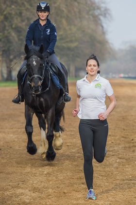 Olympian Kelly Sotherton races horse in Hyde Park, London, Britain - 08 Apr 2015