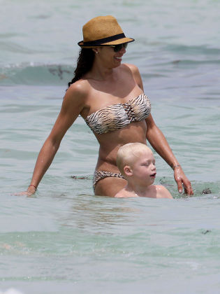 Lilly Becker and son Amadeus Becker at the beach of the Marriott in Miami Beach, Marriott Hotel, Florida, America - 12 Apr 2015