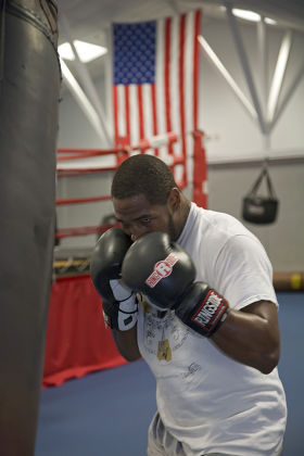 Boxer Donta Woods Works Out Punching Editorial Stock Photo - Stock ...