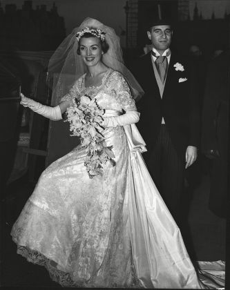Model Delia Royan With Her Husband Frank Allen After Their Wedding At St. Margarets Westminster.