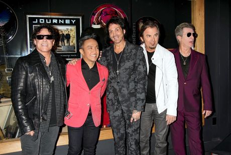 Journey unveil memorabilia cases at the Hard Rock Hotel & Casino, Las Vegas, America - 06 May 2015