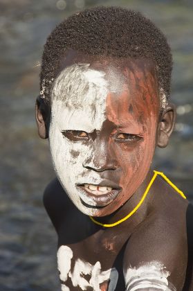 Surma Boy Facial Body Painting Kibish Editorial Stock Photo - Stock ...