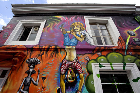 Exterior of Chelsea Arts Club transformed by street art mural, London, Britain - 03 Jun 2015