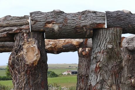 Pub owner creates 12ft high 'Woodhenge' structure, Worth Matravers, Dorset, Britain - 28 Jul 2015