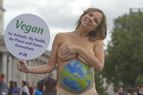 PETA demonstration to highlight the benefits of going vegan, Trafalgar Square, London, Britian - 30 Jul 2015