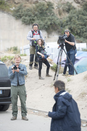 BBC 'Songs of Praise' film crew in The Jungle, Calais, France - 10 Aug 2015