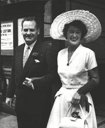 Lord Colwyn 2nd Baron With His Bride Miss H. S. Hoare After Their Wedding At Caxton Hall. She Is His Second Wife. Box 0621 23072015 00333a.jpg.