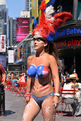 Topless Women Work Times Square Offering Editorial Stock Photo - Stock