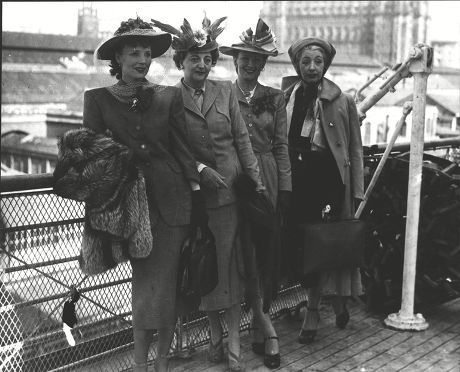Mannequins Who Are Going To Canada Aboard The Empress Of Canada To Visit The International Trade Fair. L-r: Lucy Caldicott Lucie Clayton Barbara Clark And Margaret Richfield. Box 0627 27072015 00149a.jpg.