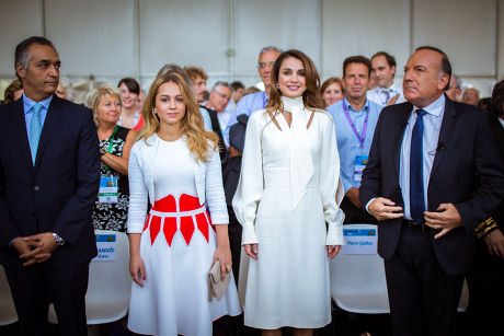 Queen Rania and Princess Iman of Jordan at Medef Summer Conference, Paris, France - 26 Aug 2015