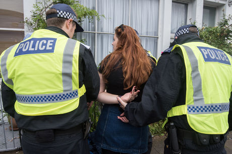 Police Officers Handcuff Young Woman During Editorial Stock Photo ...