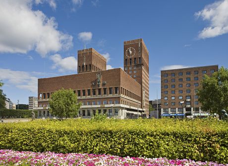 Bauhausstyle Town Hall 1950 Oslo Norway Editorial Stock Photo - Stock ...