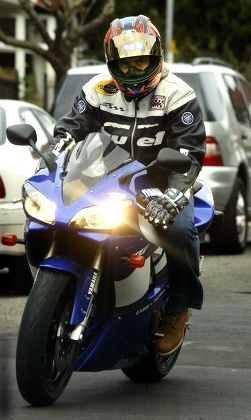 DAVE MORGAN ON A MOTORCYCLE, LONDON, BRITAIN - 29 DEC 2004