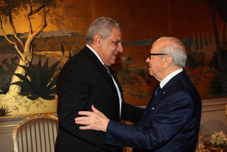 Tunisian President Beji Caid Essebsi greets Ibrahim Mahlab, Carthage Palace, Tunisia - 09 Sep 2015