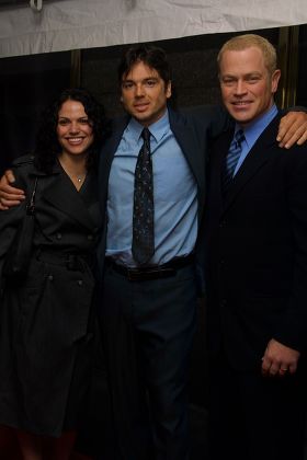"Boomtown" co-stars (from left to right) Laura Parrilla, Jason Gedrick and Neal McDonough arriving to the NBC Primetime Upfront for the 2002-2003 schedule at Radio City Music Hall in New York City on May 13, 2002.

Manhattan, New York

Photo® Matt Baron/BEI