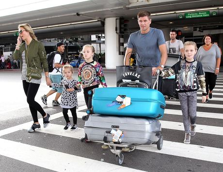 Steven Gerrard and family at LAX International Airport, Los Angeles, America - 14 Oct 2015
