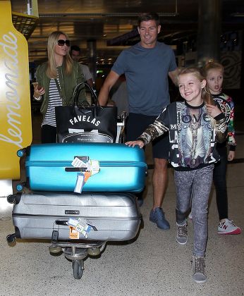 Steven Gerrard and family at LAX International Airport, Los Angeles, America - 14 Oct 2015