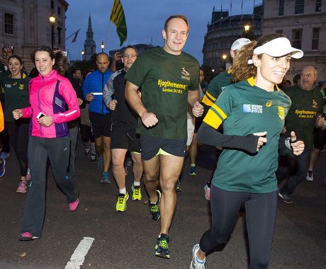Former South African rugby player Francois Pienaar takes a morning jog, London, Britain - 24 Oct 2015