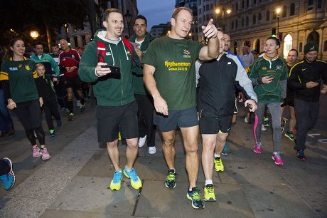 Former South African rugby player Francois Pienaar takes a morning jog, London, Britain - 24 Oct 2015