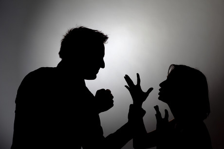 Model Released Man Beating Woman Silhouette Editorial Stock Photo ...